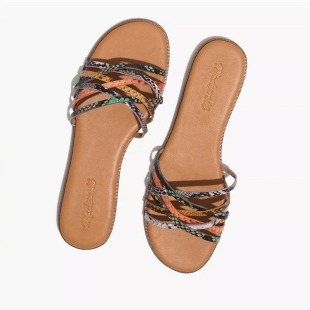 Madewell The Tracie Crisscross Slide Sandal in Snake Embossed Leather